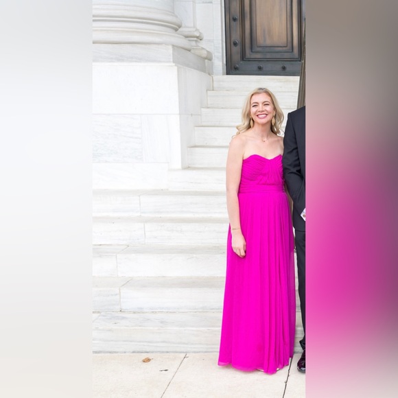 Size 10 Badgley Mischka gown pink strapless - Picture 1 of 3